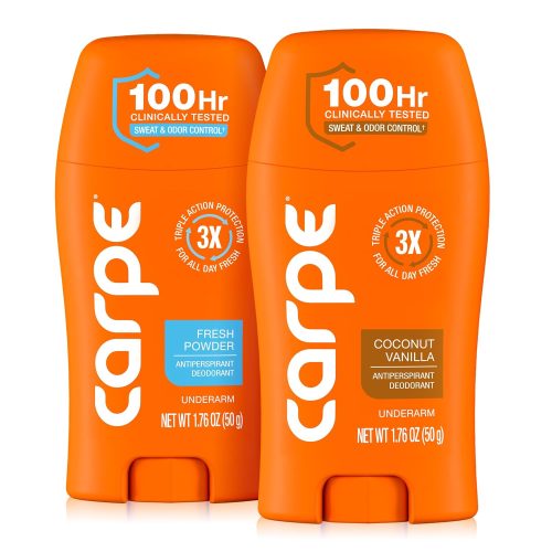 Carpe Deodorant for Women. Coconut Vanilla & Fresh Powder - 2 Pack | Dermatologist Tested - 100 Hr Sweat & Odor Control - Free from Baking Soda & Parabens - Clinical Strength Deodorant - 2 Pack