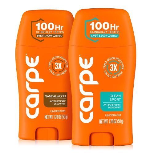 Carpe Antiperspirant Deodorant for Men. Sandalwood & Clean Sport - 2 Pack | Dermatologist Tested - 100 Hr Sweat & Odor Control - Free from Baking Soda & Parabens - Clinical Strength Deodorant - 2 Pack